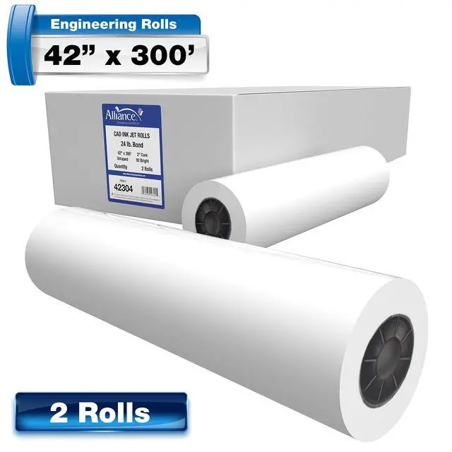 Alt view image 5 of 7 - Wide Format Paper Rolls CAD Bond (24lb | 2 Rolls, 42 In x 300 Ft | 2" Core)