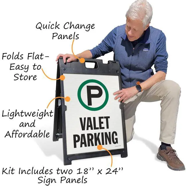 Alt view image 4 of 4 - 24 x 18 inch Valet Parking Two-Sided BabyBoss A-Frame Sign Kit, Plastic, Multicolor (1 A-Frame + 2 Sign Panels)