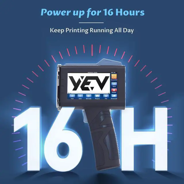 Alt view image 3 of 6 - Handheld Inkiet Printer V127 Newly Enhanced 16-Hour Continuous Printing 5 Wheel Support for Printing Batch Numbers, Logos, Serial Numbers, Barcodes, and QR Codes on Diverse Materials (Blue)