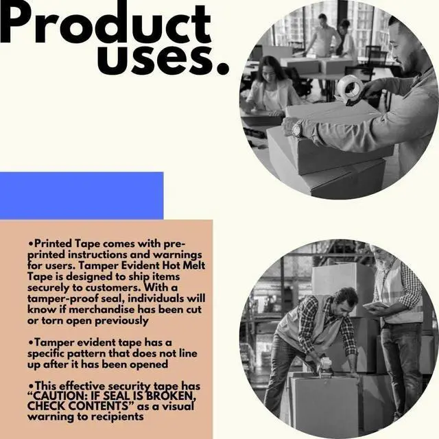Alt view image 4 of 5 - PSBM Caution If Broken Check Content Printed Tape, 72 Rolls 1.9 Mil 1.88 Inch 110 Yards Per Roll, Blue Tamper Evident Heavy Duty Tape for Packaging, Shipping & Moving