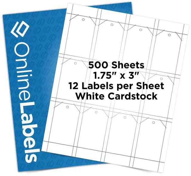 Main image of Printable Tags - 1.75 x 3 - Cardstock - Pack of 6,000, 500 Sheets - Inkjet/Laser Printer