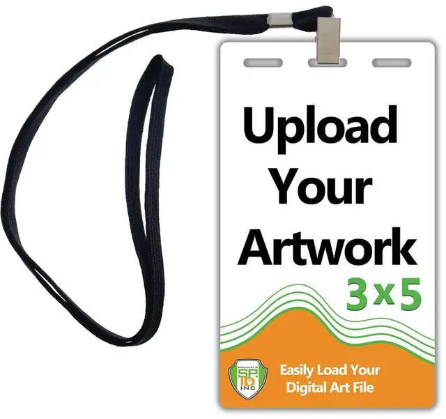 Main image of Bulk 50 Pack - Custom Badges with Lanyards 3X5 - Upload Your Art - DIY Custom Badge for VIP Passes & Special Events - Large Size Vertical Special Event, Conference, Backstage Pass by