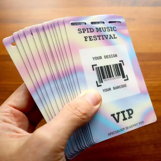 Alt view image 7 of 7 - Bulk 50 Pack - Custom Badges with Lanyards 3X5 - Upload Your Art - DIY Custom Badge for VIP Passes & Special Events - Large Size Vertical Special Event, Conference, Backstage Pass by