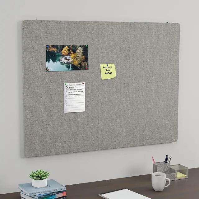 Alt view image 4 of 5 - Fabric Bulletin Board, 4 ft x 3 ft Wall Mounted Fabric Message Board for Home Office and School