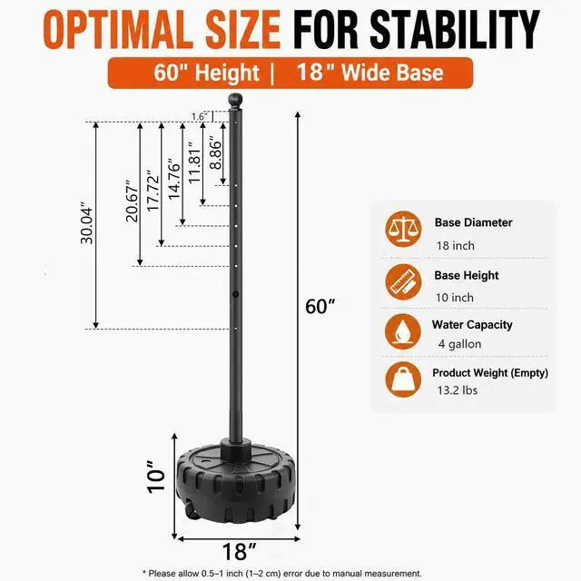 Alt view image 5 of 7 - Portable Sign Post and Base Kit 2 Pack, 5 FT/60 Inch Heavy Duty Sign Stand with Wheeled Fillable Base, Movable Outdoor Sign Holder for Parking, Traffic, Safety & Warning Signs