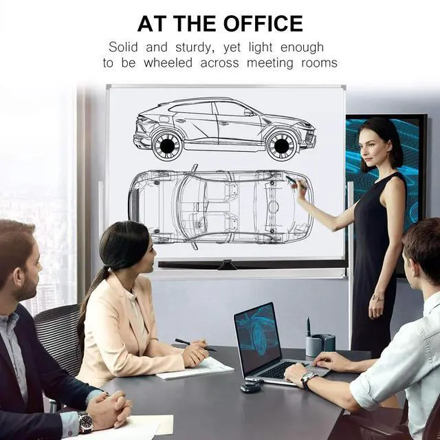 Alt view image 5 of 7 - Mobile Whiteboard Magnet Dry Erase Board on Wheels Double-Sided Magnetic Portable Stand Whiteboard- 48"x36" Rolling White Boards with Easy Flip Feature