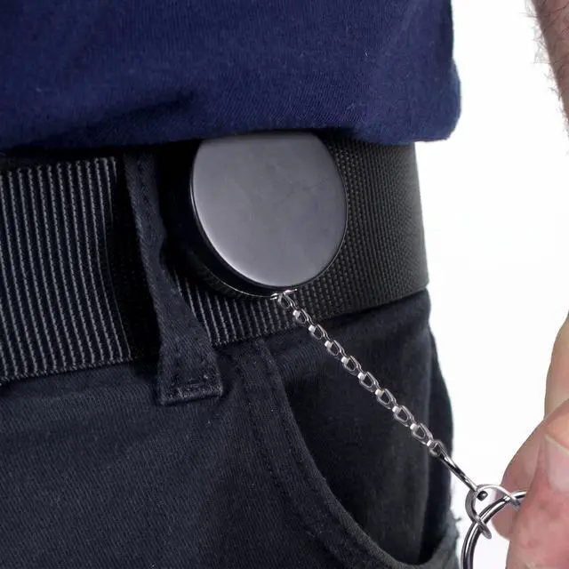 Alt view image 2 of 4 - Bulk 25 Pack - Heavy Duty All Metal Badge Reel with Chain Link Retractor Pull & Split Key Ring - Retractable Keychain by (Black/Silver)