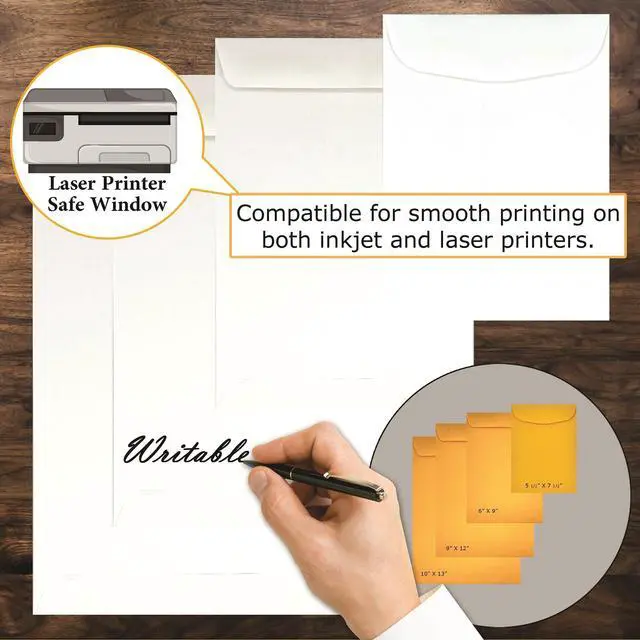 Alt view image 4 of 5 - 2500 Cashier Depot - 6" x 9" Catalog Envelopes Open End Sturdy 24lb White Wove Gum Flap Closure Professional Mailing & Document Storage, 2500 Count