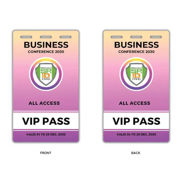 Alt view image 4 of 7 - Bulk 50 Pack - Custom Badges with Lanyards 3X5 - Upload Your Art - DIY Custom Badge for VIP Passes & Special Events - Large Size Vertical Special Event, Conference, Backstage Pass by