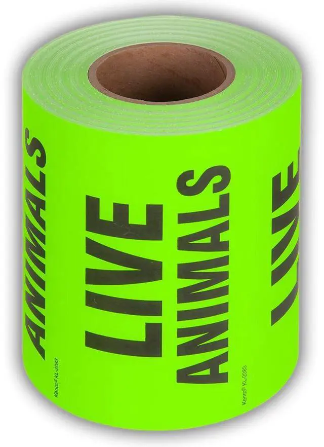 Main image of 3" X 5" Live Animals Fluorescent Shipping Label Stickers for Shipping and Packing - 500 Adhesive Labels Per Roll (10 Pack)