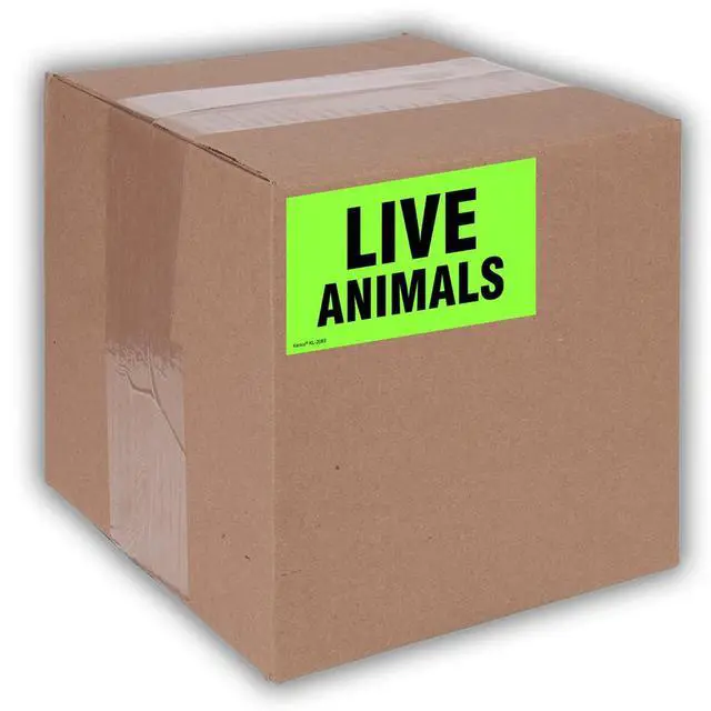 Alt view image 4 of 5 - 3" X 5" Live Animals Fluorescent Shipping Label Stickers for Shipping and Packing - 500 Adhesive Labels Per Roll (10 Pack)