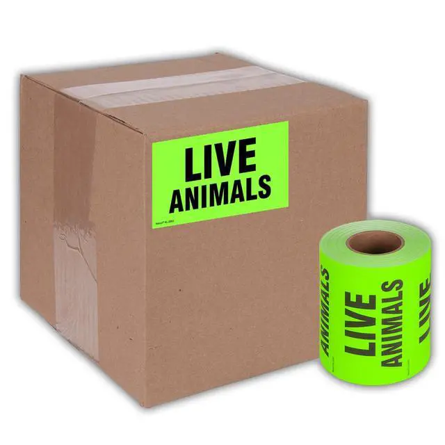 Alt view image 5 of 5 - 3" X 5" Live Animals Fluorescent Shipping Label Stickers for Shipping and Packing - 500 Adhesive Labels Per Roll (10 Pack)