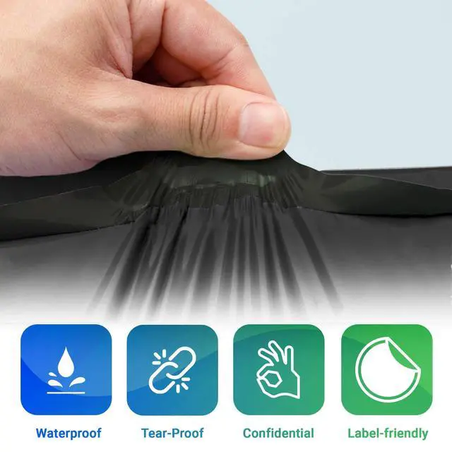 Alt view image 5 of 7 - Poly Mailers, Shipping Bags, 12 x 15.5 in, Black, Pack of 500, Self Seal, 2 Mil Polyethylene, Waterproof