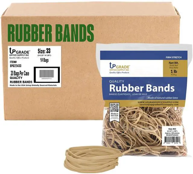 Main image of Upgrade Office Supply Rubber Bands, Size 33, 3-1/2 x 1/8 in, 12000 Count, 20 Pack Case