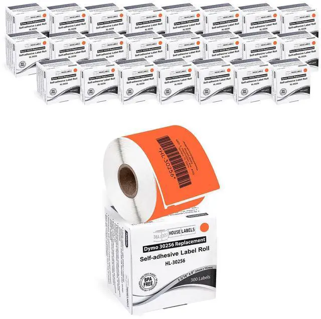 Main image of Compatible with Dymo 30256 Labels, Orange, 2-5/16" x 4" | Shipping Labels; Compatible With Dymo LW 450, 4XL (Not 5**, 5XL), Rollo & Zebra; 24 Rolls /7200 Labels