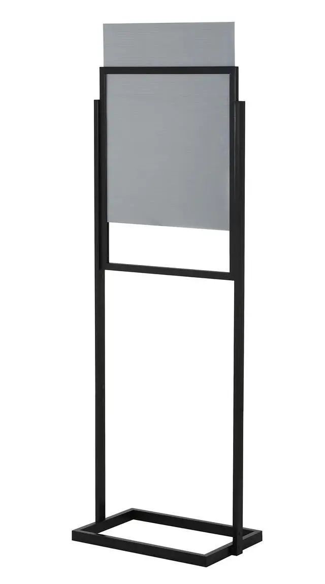 Alt view image 2 of 6 - Metal Eco Info Board, Black 22x28 Inches Slide-In Poster Sign Holder 1 Tier Double Sided Floor Standing Pedestal Advertising Display with Backing and Anti-Glare PET Cover