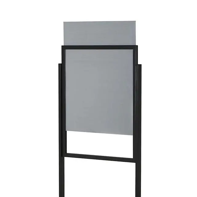 Alt view image 6 of 6 - Metal Eco Info Board, Black 22x28 Inches Slide-In Poster Sign Holder 1 Tier Double Sided Floor Standing Pedestal Advertising Display with Backing and Anti-Glare PET Cover