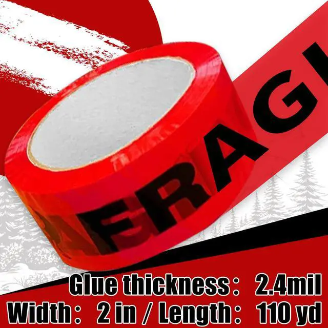 Alt view image 2 of 7 - 72 Rolls Fragile Tape Handle with Care Packing Printing 2 Inch x 330 Feet (110 Yards) Care Shipping Packing Tape Heavy Duty Suitable for Shipping and Moving Boxes (Black and red Fragile)