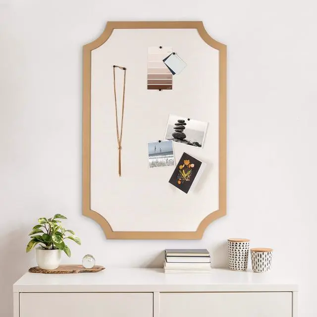 Alt view image 2 of 6 - Holbrook Modern Scalloped Fabric Pinboard, 24 x 36, Gold, Decorative Bulletin Board for Wall