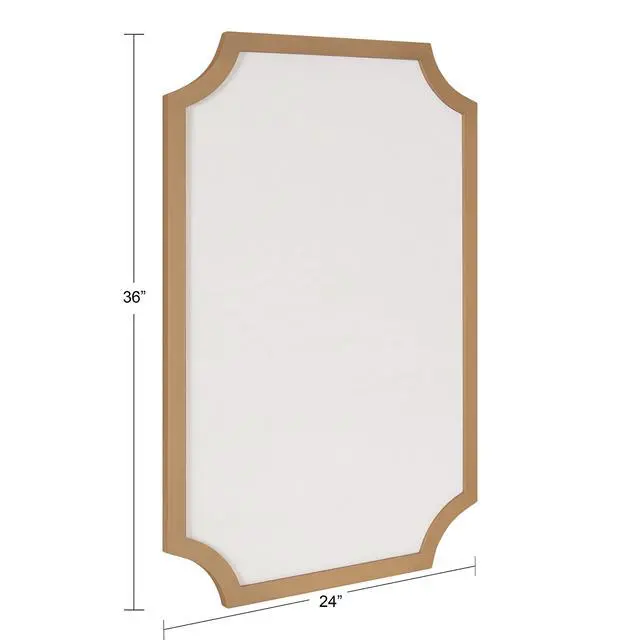 Alt view image 6 of 6 - Holbrook Modern Scalloped Fabric Pinboard, 24 x 36, Gold, Decorative Bulletin Board for Wall
