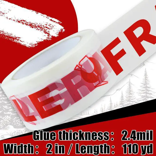 Alt view image 2 of 7 - 72 Rolls Fragile Tape Handle with Care Packing Printing 2 Inch x 330 Feet (110 Yards) Care Shipping Packing Tape Heavy Duty Suitable for Shipping and Moving Boxes(Red and White Fragile)