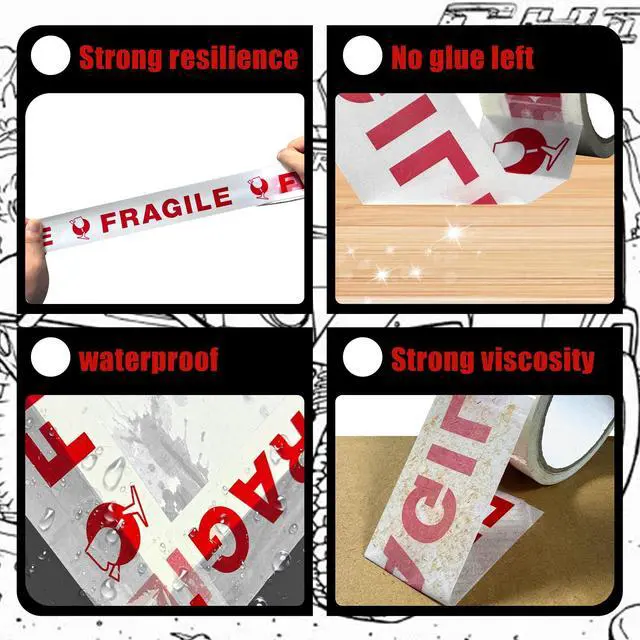 Alt view image 3 of 7 - 72 Rolls Fragile Tape Handle with Care Packing Printing 2 Inch x 330 Feet (110 Yards) Care Shipping Packing Tape Heavy Duty Suitable for Shipping and Moving Boxes(Red and White Fragile)