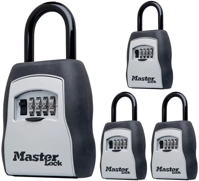 Main image of Key Lock Box with Code, Outdoor Lock Box for Realtors, Property Managers and Landlords, Ideal for Short-Term Rentals, Key Safe Holds 5 Keys, 4 Pack, 5400EC4