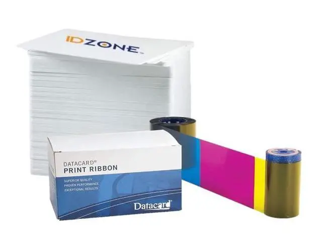 Alt view image 4 of 4 - Datacard 534700-004-R010 Color Ribbon YMCKT - Dye Sublimation - 500 Prints for SP Series, FP65, FP65i, SD260, SD360, and SD460 with 500 Premium White Blank Plastic CR80 30 Mil PVC Cards