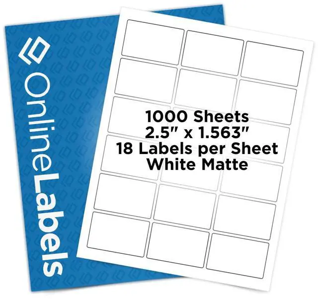 Main image of 2.5 x 1.563 Rectangle Labels - Pack of 18,000 Labels, 1,000 Sheets - Inkjet/Laser Printer