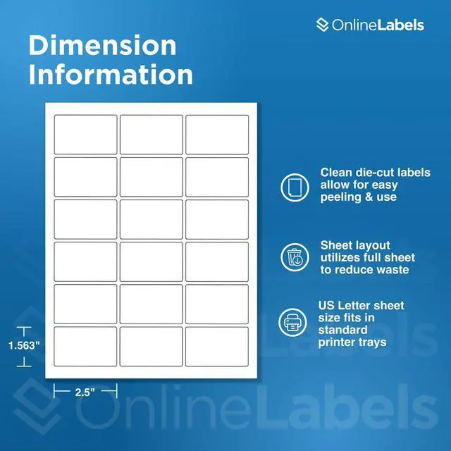 Alt view image 2 of 7 - 2.5 x 1.563 Rectangle Labels - Pack of 18,000 Labels, 1,000 Sheets - Inkjet/Laser Printer