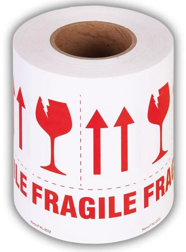 Main image of 3" X 5" Fragile with Red Arrows Safe Handling Stickers for Shipping and Packing - 500 Adhesive Labels Per Roll (10 Pack)