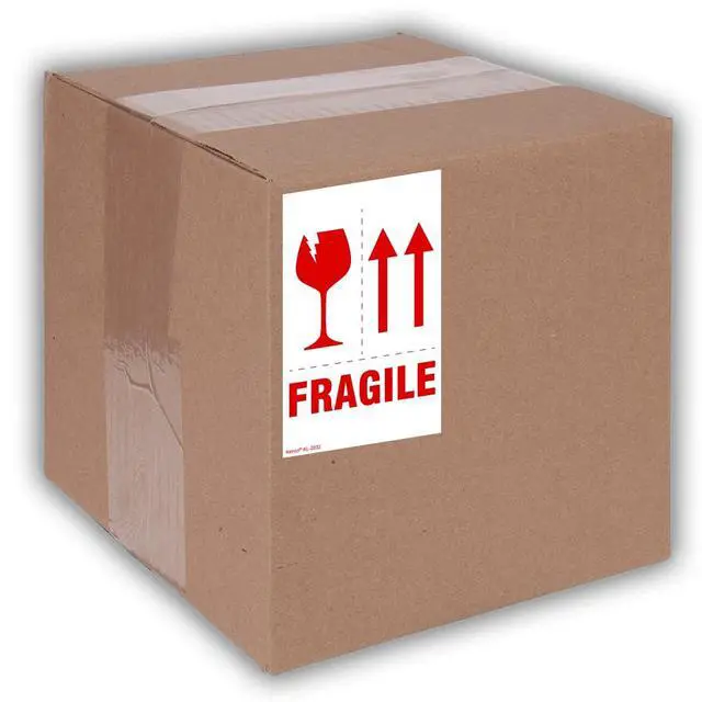 Alt view image 4 of 5 - 3" X 5" Fragile with Red Arrows Safe Handling Stickers for Shipping and Packing - 500 Adhesive Labels Per Roll (10 Pack)