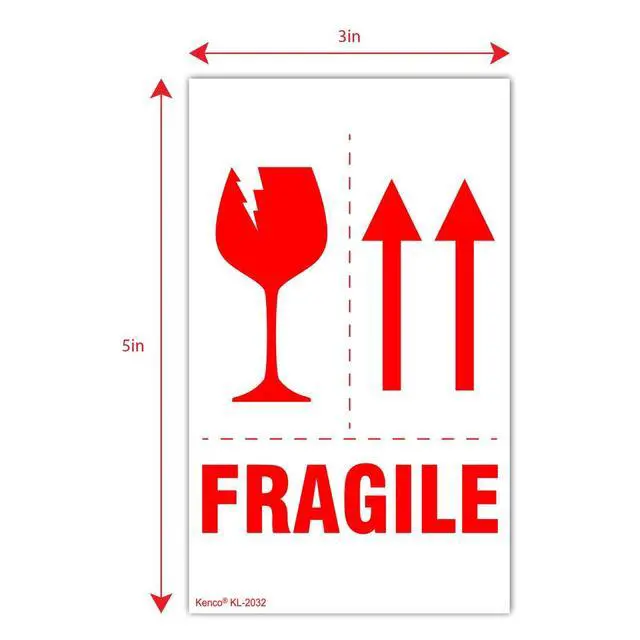 Alt view image 3 of 5 - 3" X 5" Fragile with Red Arrows Safe Handling Stickers for Shipping and Packing - 500 Adhesive Labels Per Roll (10 Pack)