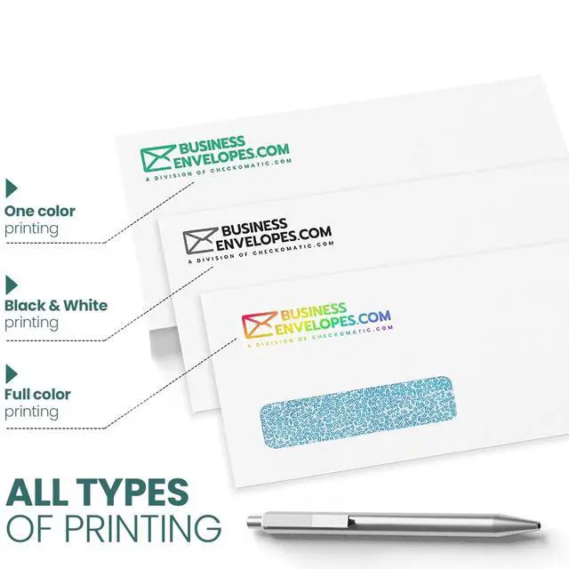 Alt view image 2 of 7 - #10 Single Left Window Custom Printed Business Envelopes, 1000-Pack - Self Seal Security Envelopes, Flip & Stick Closure, Text and Logo Customization, Privacy Tint, 24lb, 4 1/8 x 9 1/2 Inches