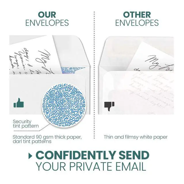 Alt view image 5 of 7 - #10 Single Left Window Custom Printed Business Envelopes, 1000-Pack - Self Seal Security Envelopes, Flip & Stick Closure, Text and Logo Customization, Privacy Tint, 24lb, 4 1/8 x 9 1/2 Inches