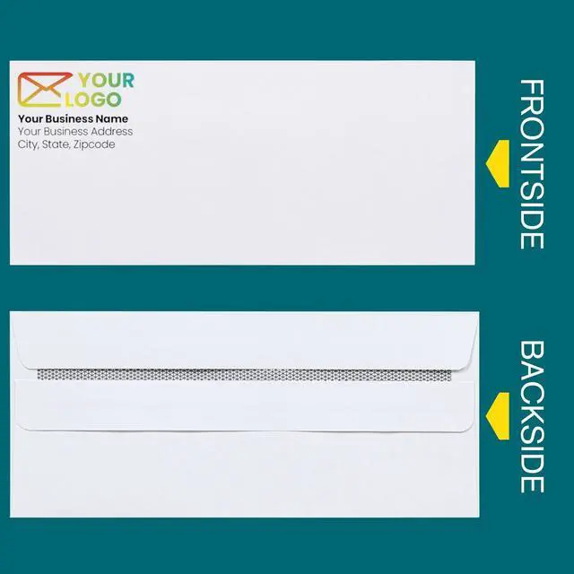 Alt view image 3 of 7 - 1000#10 Custom Printed Envelopes Flip & Stick - Self Seal, Security Tinted, #10 Custom Business Envelopes with Logo and Text, Personalized Envelopes, White 24 lb Paper, 4 1/8 x 9 1/2 Inch