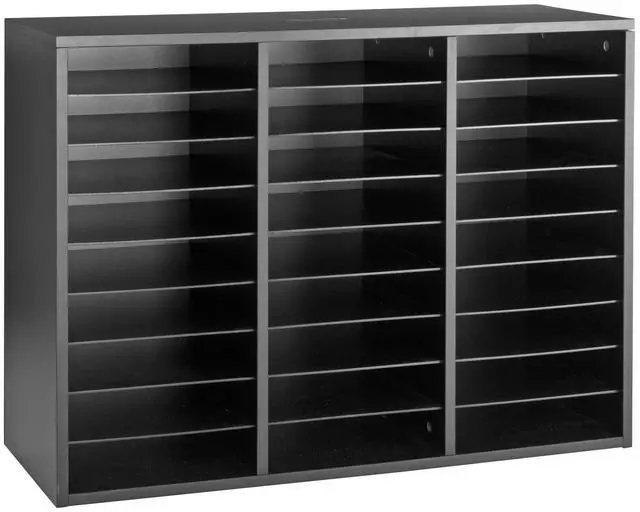 Main image of Mail Center 1 Black Classroom or Home Literature Organizer with 27 Slots Keep Your Classroom, Office, or Distance Learning Space Organized, Durable, Easy Assembly