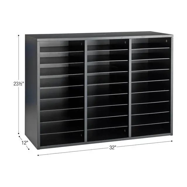 Alt view image 7 of 7 - Mail Center 1 Black Classroom or Home Literature Organizer with 27 Slots Keep Your Classroom, Office, or Distance Learning Space Organized, Durable, Easy Assembly
