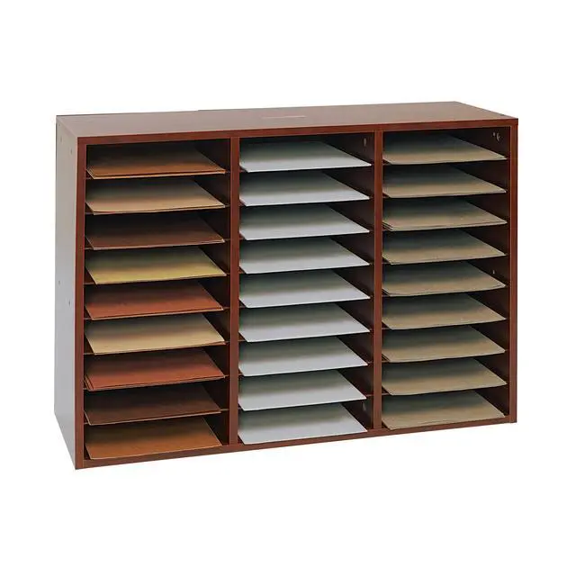 Alt view image 5 of 7 - Classroom Mahogany Mail Center - 27 Slots - 32" W x 12" D x 23" H - Office Mailboxes, Mail Sorter, Classroom Organization, Mailbox Organizer for Students and Teachers