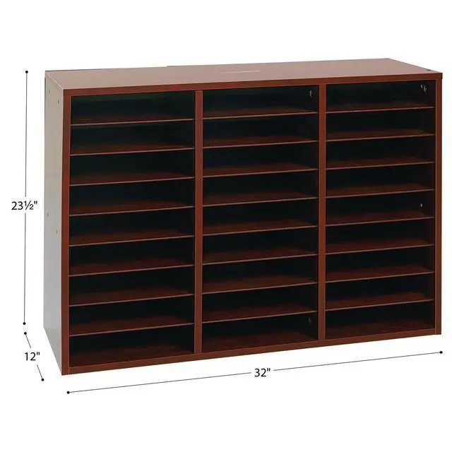 Alt view image 7 of 7 - Classroom Mahogany Mail Center - 27 Slots - 32" W x 12" D x 23" H - Office Mailboxes, Mail Sorter, Classroom Organization, Mailbox Organizer for Students and Teachers