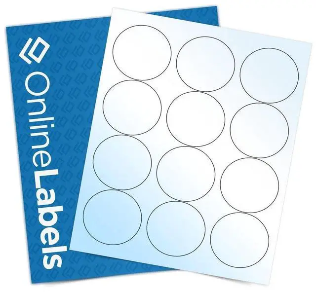 Main image of 2.5 Inch Round Labels - White Gloss (Laser Printers Only) - Pack of 12,000 Circle Stickers, 1000 Sheets - OnlineLabels