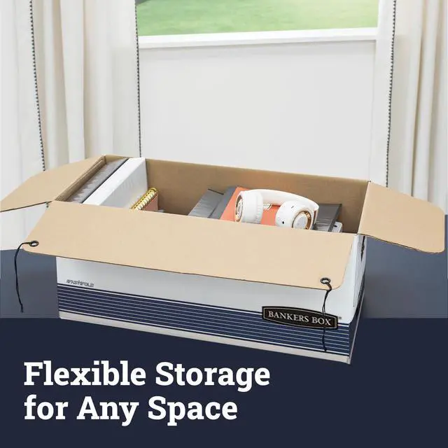 Alt view image 6 of 7 - Bankers Box 20-Pack String & Button Medium-Duty File Box, Letter, FastFold | Keep important records buttoned up with secure closure, FastFold setup, reinforced handles, and stackable strength
