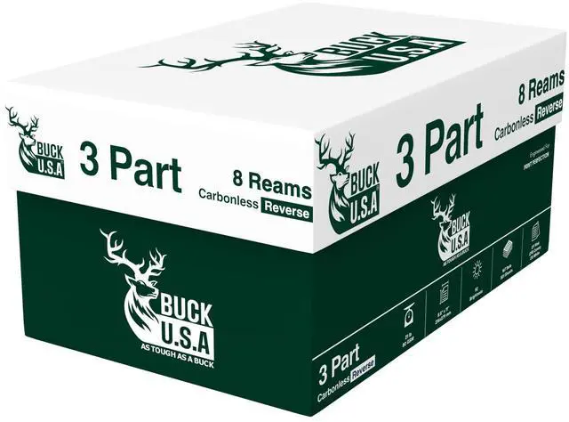 Main image of 3 Part Reverse Carbonless NCR Paper (5900), 8 Reams, 8.5" x 11" Collated Paper, 1336 Sets, 4008 Sheets, 92 Bright, CF Pink/CFB Canary/CB White - Ideal for Laser & Digital Printers