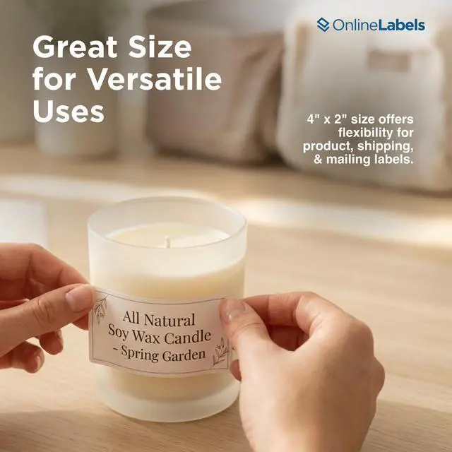 Alt view image 4 of 7 - 4 x 2 Waterproof Mailing Labels (Laser Printers Only) Permanent, Semi-Gloss - Pack of 2,500 Labels, 250 Sheets - OnlineLabels