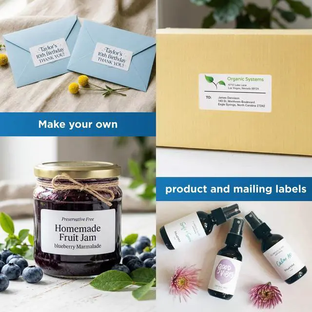 Alt view image 3 of 7 - 4 x 2 Waterproof Mailing Labels (Laser Printers Only) Permanent, Semi-Gloss - Pack of 2,500 Labels, 250 Sheets - OnlineLabels