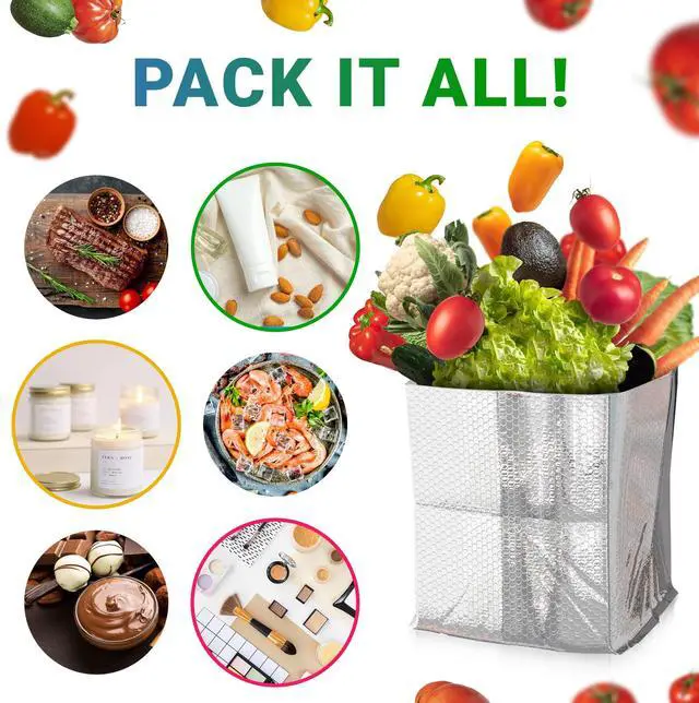 Alt view image 5 of 7 - Foil Insulated Box Liners, 8 x 8 x 8 Inches. 50 Pack Thermal Box Liners for Frozen Food. Leakproof Insulated Shipping Bags for Food. Self-Seal Thermal Insulation Bag with Gusseted Bottom