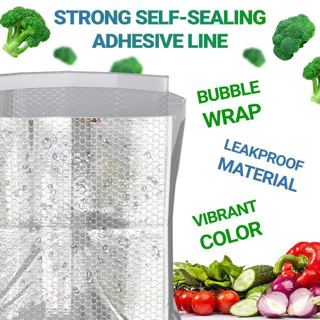 Alt view image 4 of 7 - Foil Insulated Box Liners, 8 x 8 x 8 Inches. 50 Pack Thermal Box Liners for Frozen Food. Leakproof Insulated Shipping Bags for Food. Self-Seal Thermal Insulation Bag with Gusseted Bottom