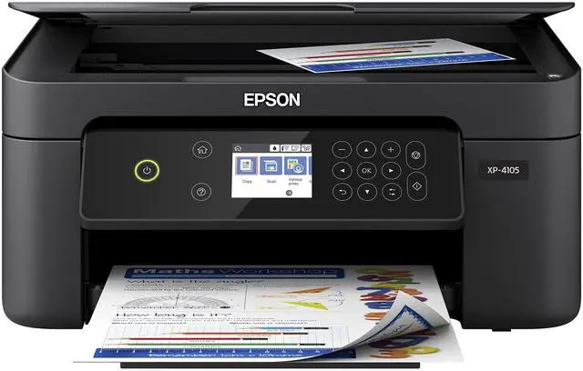 Main image of Expression Home XP-4105 Wireless All-in-One Color Inkjet Printer, Black - Print Copy Scan - 10.0 ppm, 5760 x 1440 dpi, 2.4" LCD, Auto 2-Sided Printing, Voice Activated, DAODYANG Printer_Cable