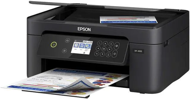 Alt view image 5 of 5 - Expression Home XP-4105 Wireless All-in-One Color Inkjet Printer, Black - Print Copy Scan - 10.0 ppm, 5760 x 1440 dpi, 2.4" LCD, Auto 2-Sided Printing, Voice Activated, DAODYANG Printer_Cable