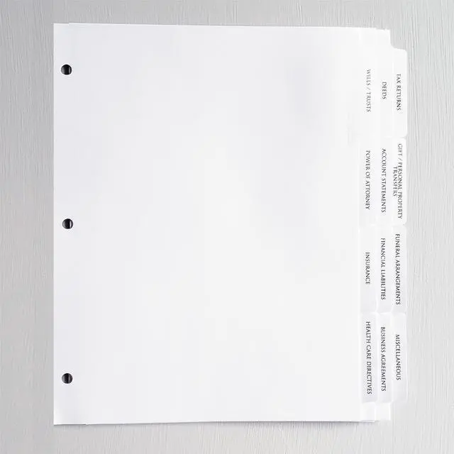 Main image of Estate Planning Index TAB DIVIDERS Sets of 12. Pre-Printed with Helpful Categories to Keep Your Important Papers Organized. (25)
